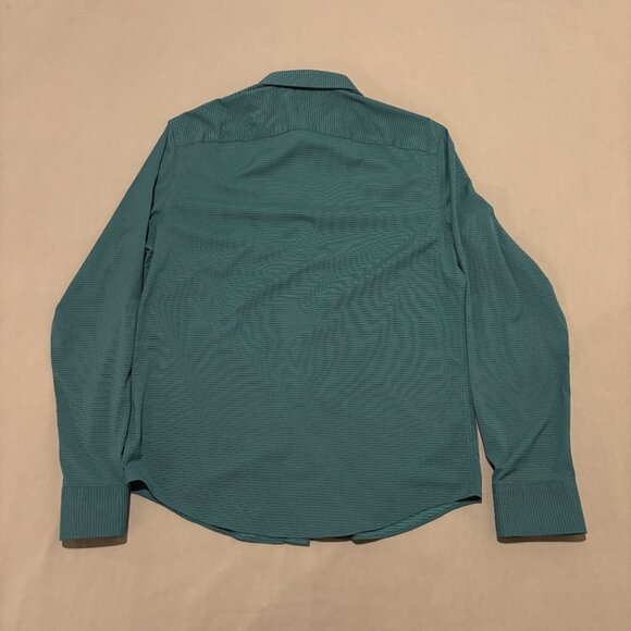 Untuckit Shirt Men M Green Geometric Performance Slim Fit Button Up Long Sleeve - Picture 5 of 5